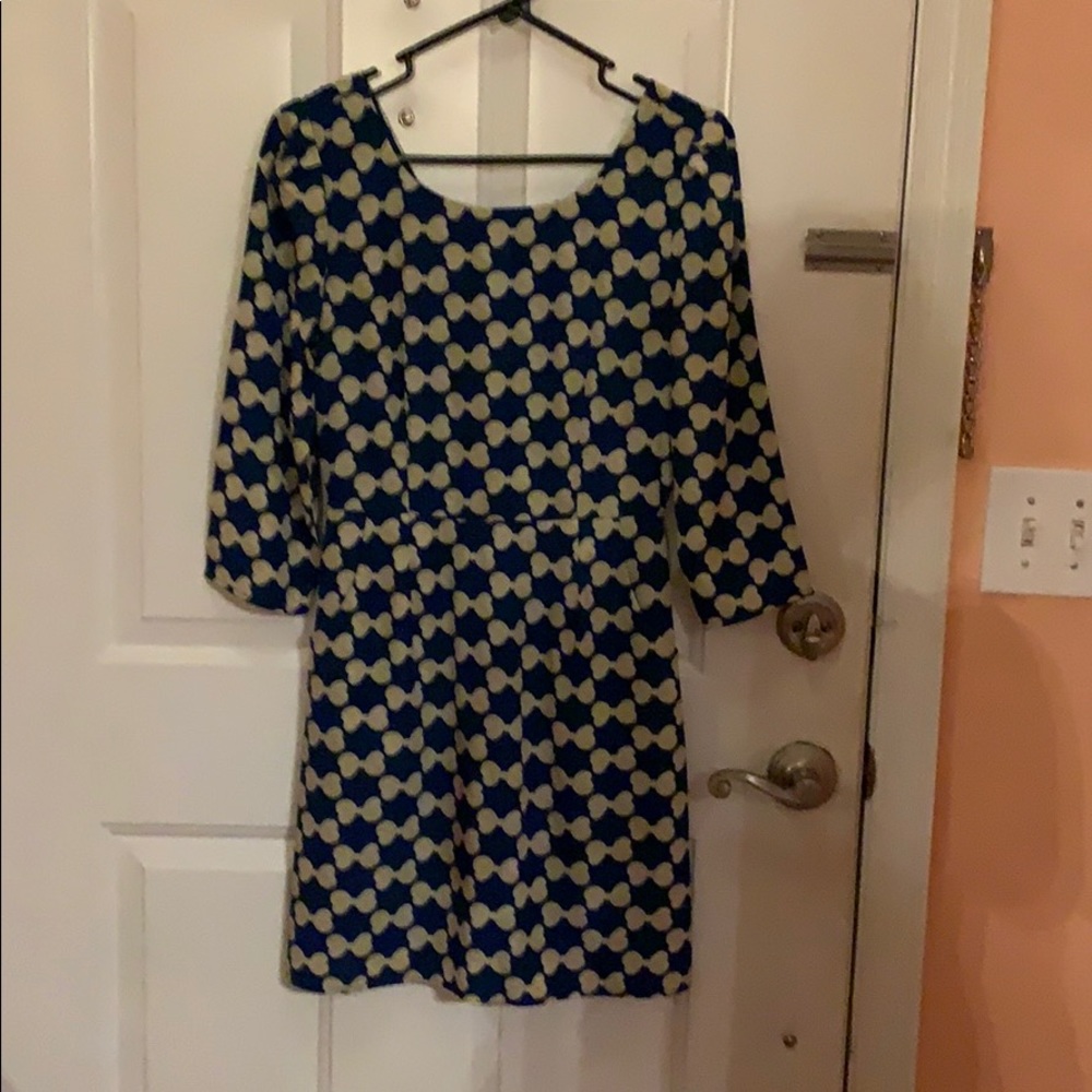 Pink Owl Blue Bow Printed Dress Size Small